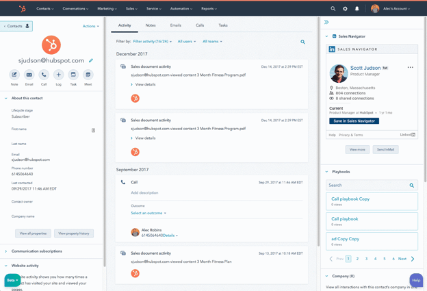 HubSpot CRM UI